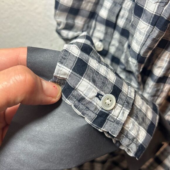 VERONICA BEARD ladies BLUE WHITE SHERRY shirt DRESS small gingham plaid ruffle - Picture 13 of 16